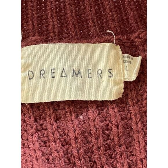Dreamers Chunky Oversized V-Neck Pullover Sweater Dark Mauve Size Large - Picture 8 of 12